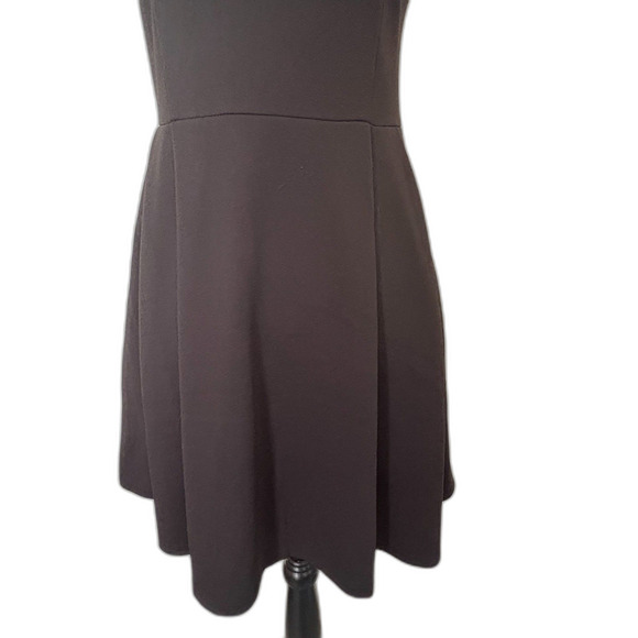 Smak Parlour Puff Sleeve Fit & Flare Dress Black Floral Stripe Bow Size Medium - Picture 3 of 7